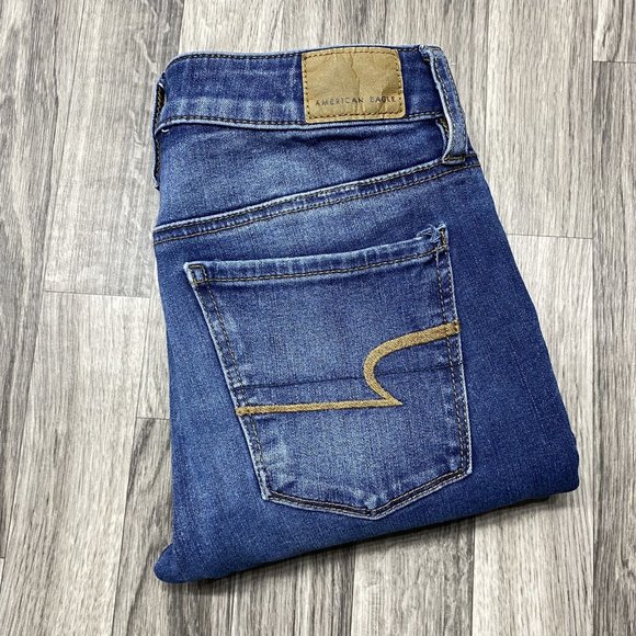AMERICAN EAGLE Level Stretch Hi Rise Jegging Blue Denim Jeans Women's Size 2 R - Picture 1 of 12